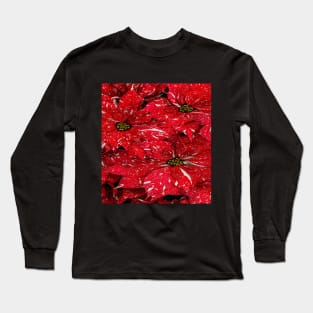 Red and White Flower Petals Long Sleeve T-Shirt